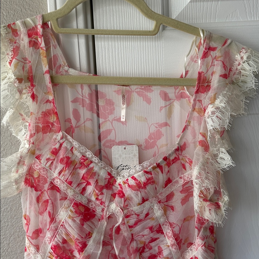NWT Free People Intimately Ivie Tunic in ivory combo - Picture 5 of 9